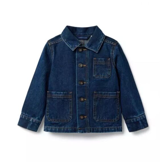 Janie and Jack Denim Chore Jacket in Dark Wash Size 18/24 Months - Picture 1 of 7